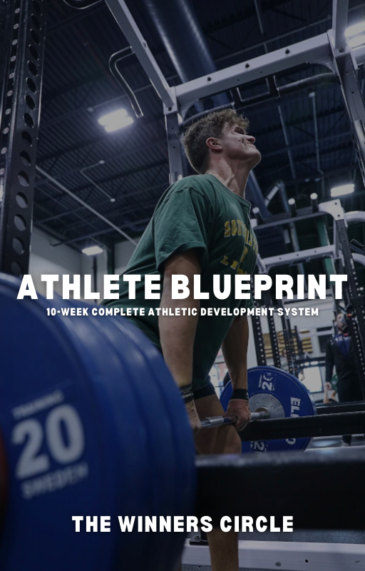 Professional-looking cover featuring dynamic silhouette of youth athlete in motion against a bold background. Text indicates comprehensive strength and speed development program designed for young athletes. Clean, motivational design conveys energy and structured athletic progression suitable for coaches, parents, and participants.